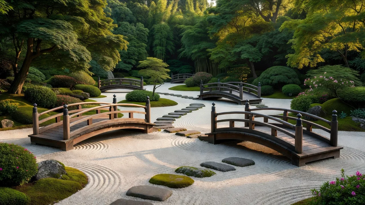 複数の橋が織りなす庭園