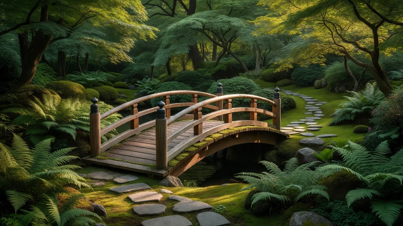 苔に覆われた木橋